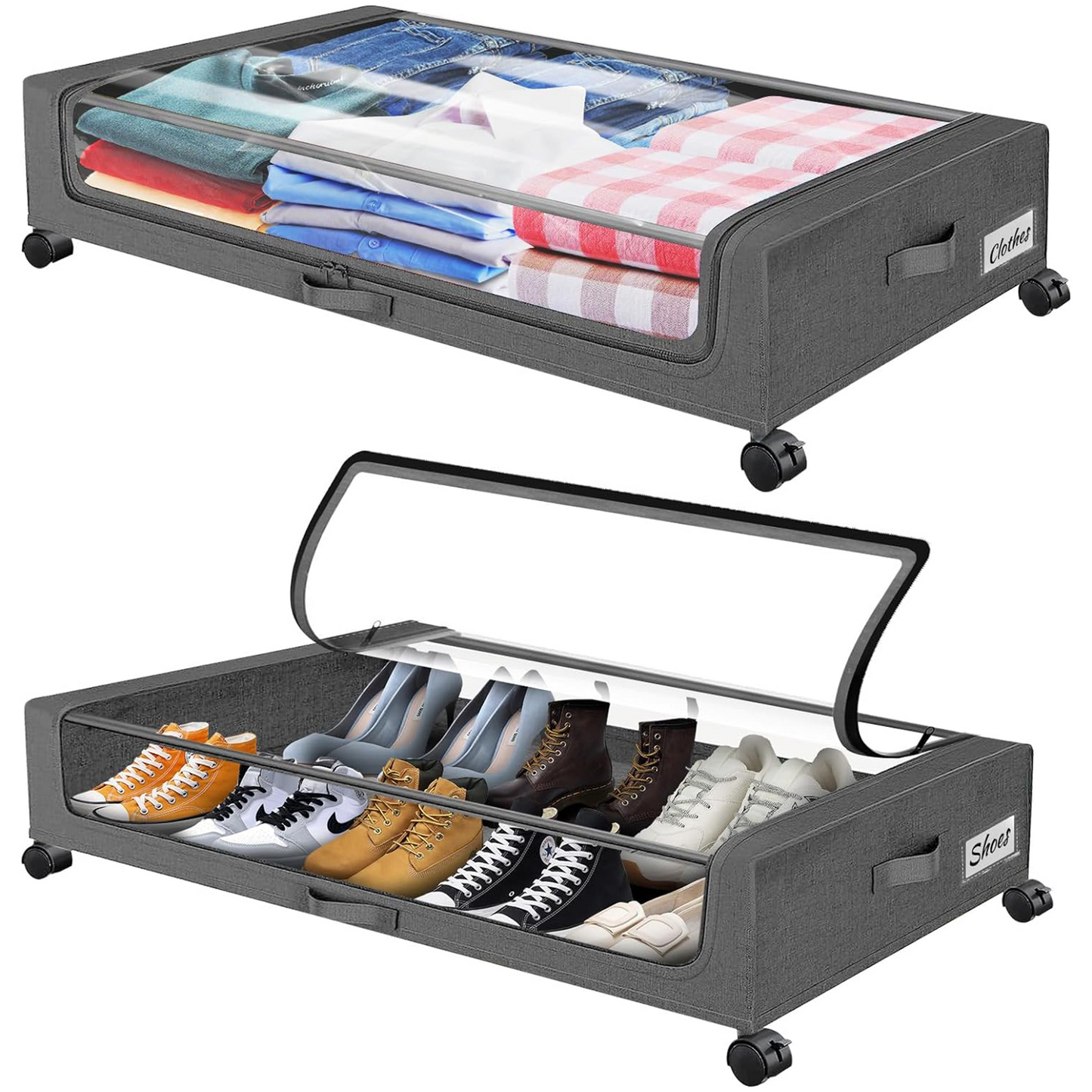 Oylik Under Bed Storage with Wheels, 37L Large Capacity Under Bed Storage Containers with Handle