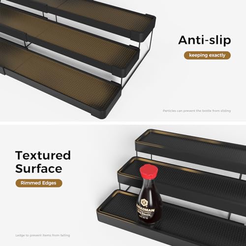 Oylik Spice Rack Organizer for Cabinet, 3 Tier Expandable Spice Organizer for Cabinet (2 Pack)