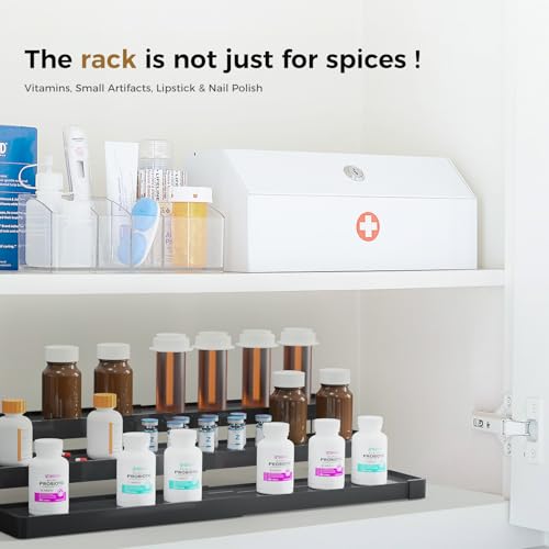 Oylik Spice Rack Organizer for Cabinet, 3 Tier Expandable Spice Organizer for Cabinet (2 Pack)