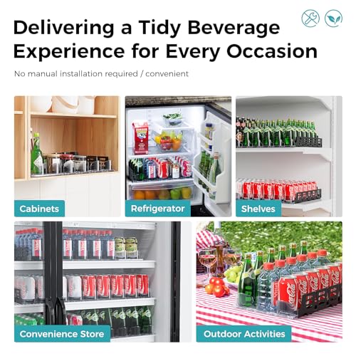 【Adjustable】Soda Can Dispenser for Refrigerator,Self-Pushing Drink Organizer for Fridge,Customized Length Depth for Commercial and Home Fridge-5 Rows