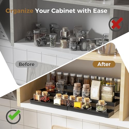 Oylik Spice Rack Organizer for Cabinet, 3 Tier Expandable Spice Organizer for Cabinet (2 Pack)