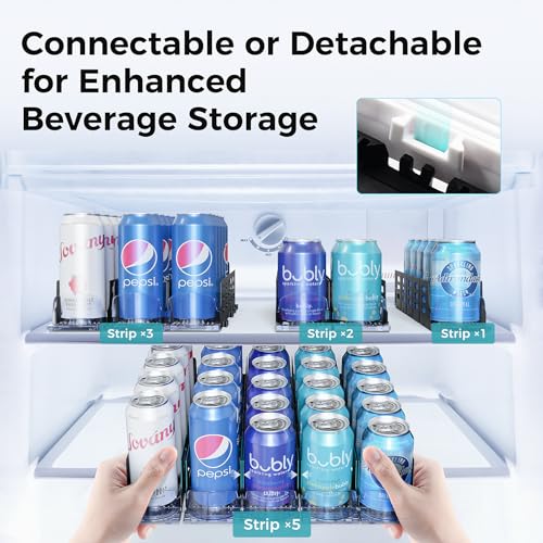 【Adjustable】Soda Can Dispenser for Refrigerator,Self-Pushing Drink Organizer for Fridge,Customized Length Depth for Commercial and Home Fridge-5 Rows