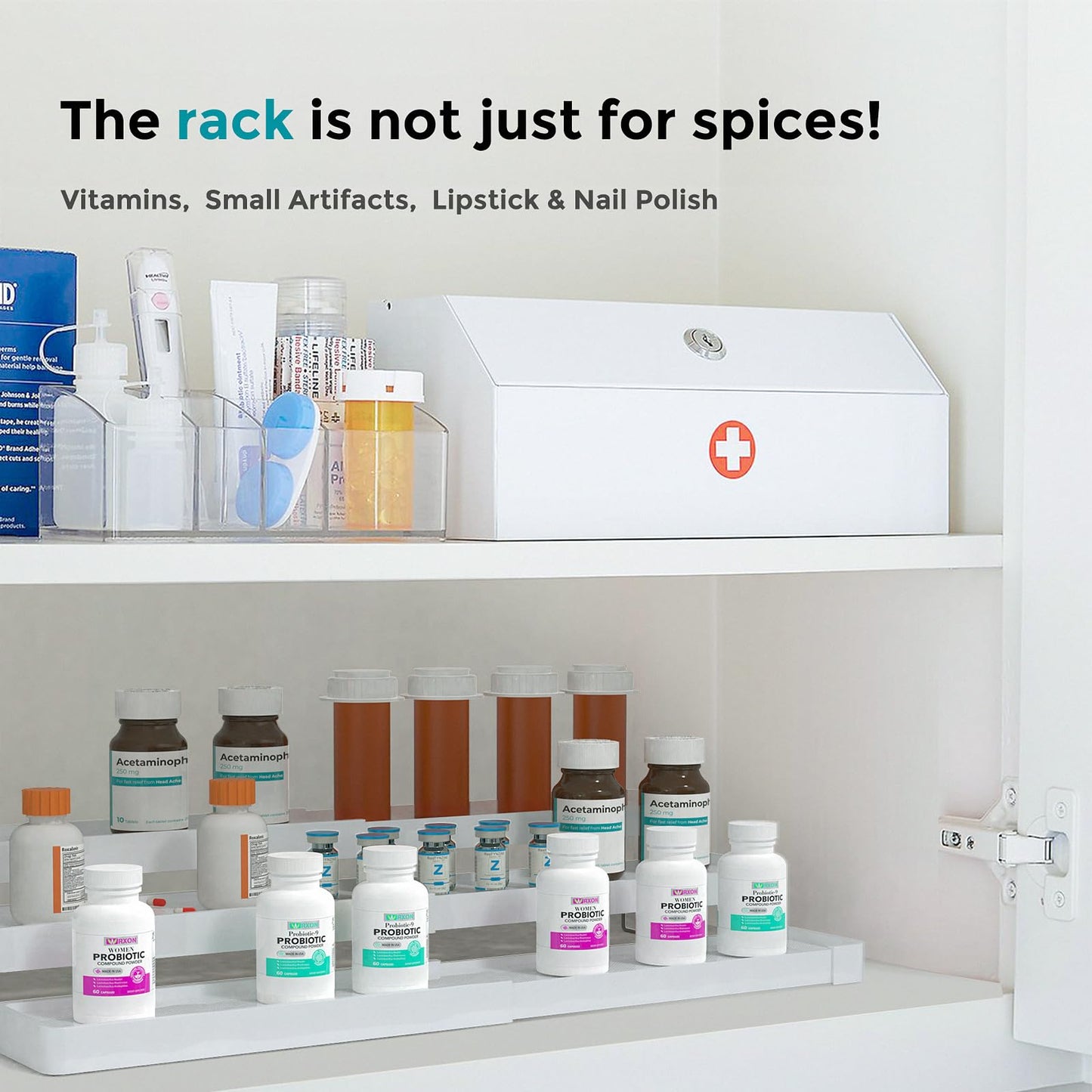 Oylik Spice Rack Organizer for Cabinet - 3 Tier Expandable Adjustable Cabinet Spice Organizer