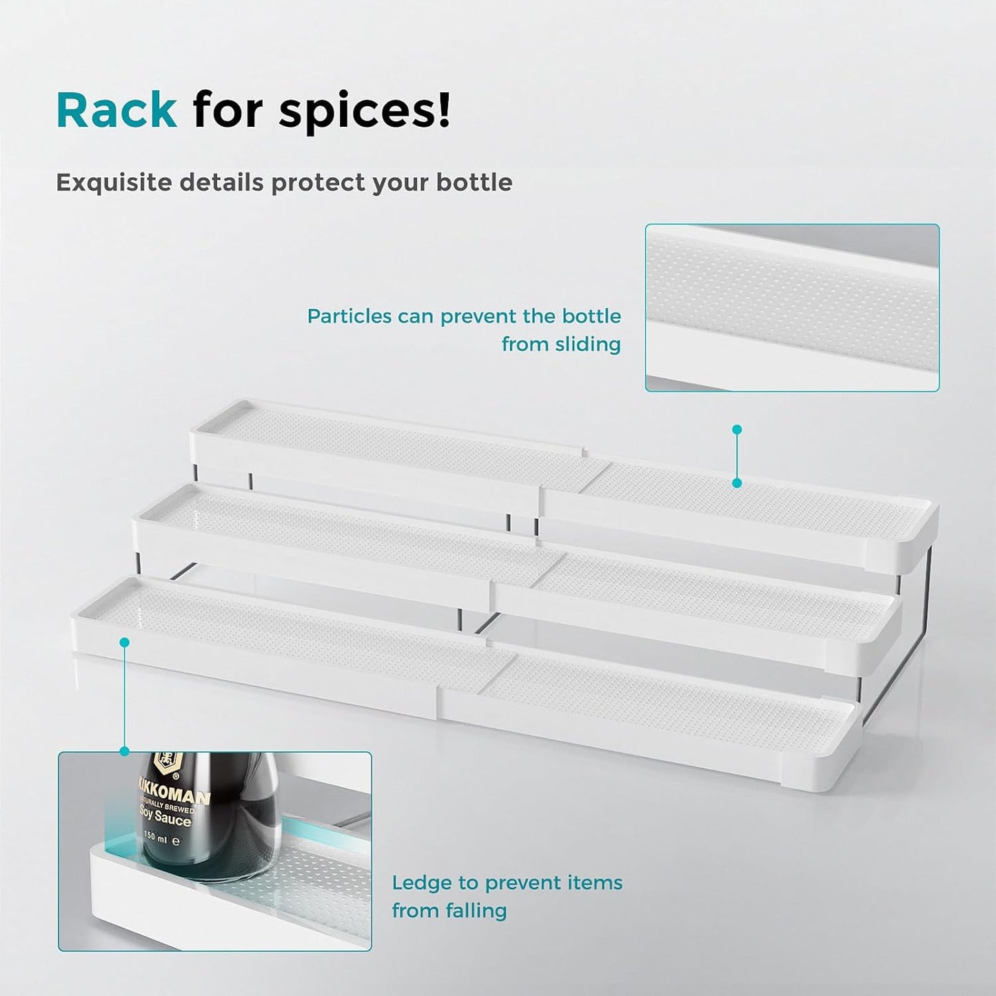 Oylik Expandable Spice Rack Organizer for Cabinet - 3 Tier Adjustable Seasoning Organizer