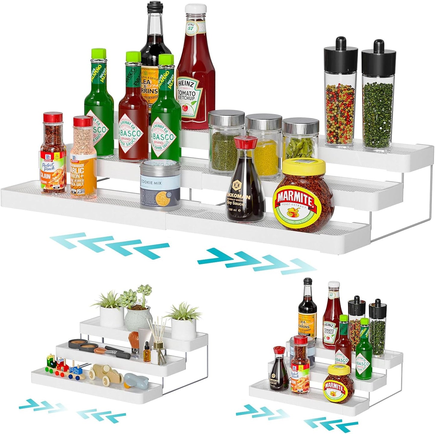 Oylik Expandable Spice Rack Organizer for Cabinet - 3 Tier Adjustable Seasoning Organizer