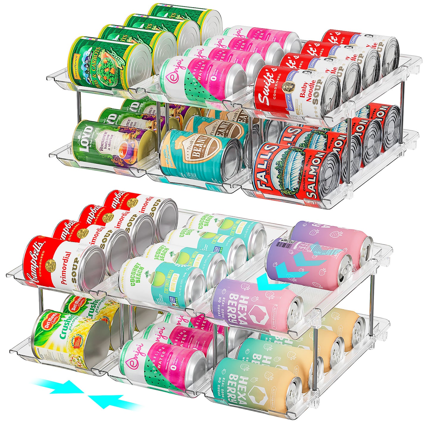 Oylik Can Organizer for Pantry, Can Storage Rack, up to 48 Cans Food Holders for Fridge, Cabinet and Pantry Organization