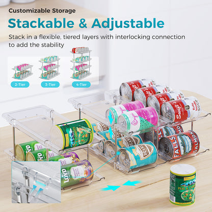 Oylik Can Organizer for Pantry, Can Storage Rack, up to 48 Cans Food Holders for Fridge, Cabinet and Pantry Organization