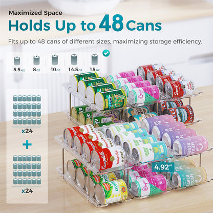 Oylik Can Organizer for Pantry, Can Storage Rack, up to 48 Cans Food Holders for Fridge, Cabinet and Pantry Organization