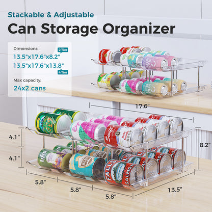 Oylik Can Organizer for Pantry, Can Storage Rack, up to 48 Cans Food Holders for Fridge, Cabinet and Pantry Organization