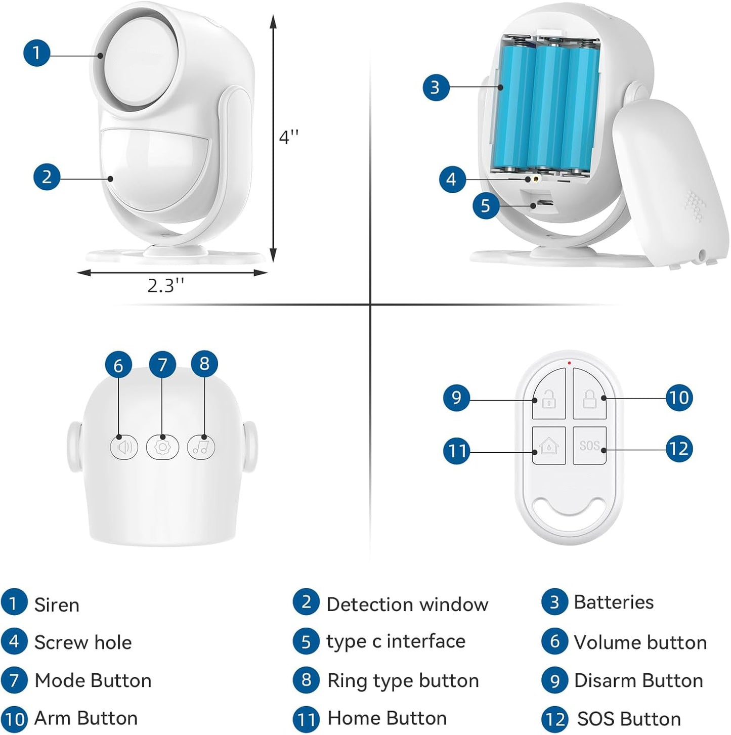 Oylik Home Alarm System, WiFi PIR Motion Sensor Alarm, Wireless DIY Smart Door/Window Alarm with Phone APP Alert 6 Pieces-Kit
