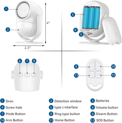 Oylik Home Alarm System, WiFi PIR Motion Sensor Alarm, Wireless DIY Smart Door/Window Alarm with Phone APP Alert 6 Pieces-Kit
