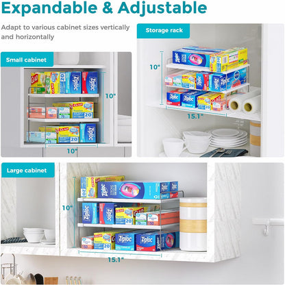 Oylik Expanadable Foil and Plastic Wrap Organizer,3 Tier Stackable,Height Adjustable