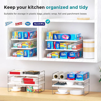 Oylik Expanadable Foil and Plastic Wrap Organizer,3 Tier Stackable,Height Adjustable