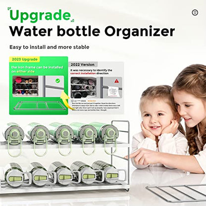 Oylik Expandable & Height Adjustable Water Bottle Organizer Rack for Kitchen Cabinets