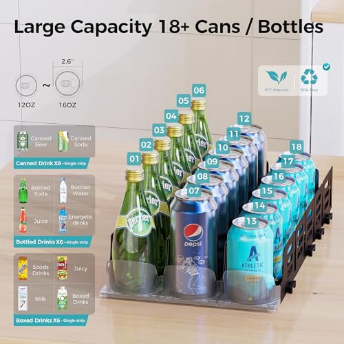 【Adjustable】Soda Can Dispenser for Refrigerator,Self-Pushing Drink Organizer for Fridge,Customized Length Depth for Commercial and Home Fridge-5 Rows