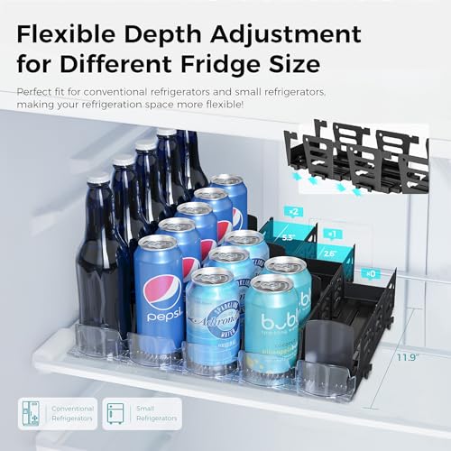 【Adjustable】Soda Can Dispenser for Refrigerator,Self-Pushing Drink Organizer for Fridge,Customized Length Depth for Commercial and Home Fridge-5 Rows