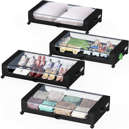 Oylik Under Bed Storage with Wheels, 37L Large Capacity Under Bed Storage Containers with Handle