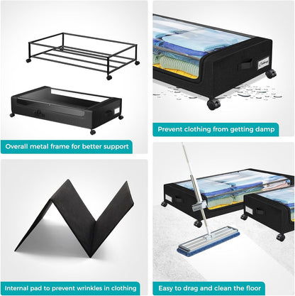 Oylik Under Bed Storage with Wheels, 37L Large Capacity Under Bed Storage Containers with Handle