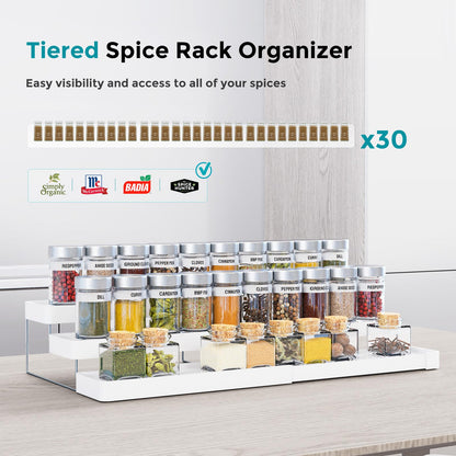 Oylik Spice Rack Organizer for Cabinet - 3 Tier Expandable Adjustable Cabinet Spice Organizer