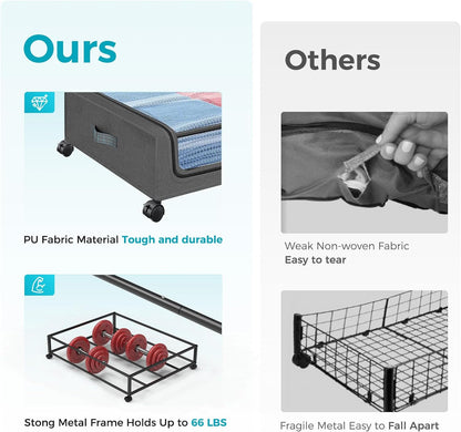 Oylik Under Bed Storage with Wheels, Under Bed Shoe Storage with PVC Clear Window