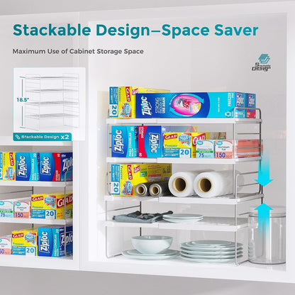 Oylik Expanadable Foil and Plastic Wrap Organizer,3 Tier Stackable,Height Adjustable