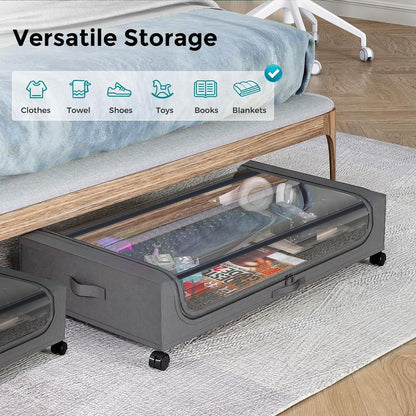 Oylik Under Bed Storage with Wheels, Under Bed Shoe Storage with PVC Clear Window