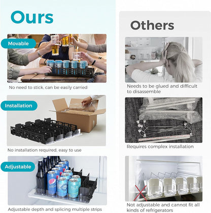 Oylik【Adjustable】 Drink Organizer for Fridge,Self-Pushing Soda Can Dispenser for Refrigerator,Customized Length Depth for Commercial and Home Fridge