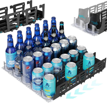 Oylik【Adjustable】 Drink Organizer for Fridge,Self-Pushing Soda Can Dispenser for Refrigerator,Customized Length Depth for Commercial and Home Fridge
