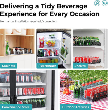 Oylik【Adjustable】 Drink Organizer for Fridge,Self-Pushing Soda Can Dispenser for Refrigerator,Customized Length Depth for Commercial and Home Fridge
