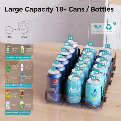 Oylik【Adjustable】 Drink Organizer for Fridge,Self-Pushing Soda Can Dispenser for Refrigerator,Customized Length Depth for Commercial and Home Fridge